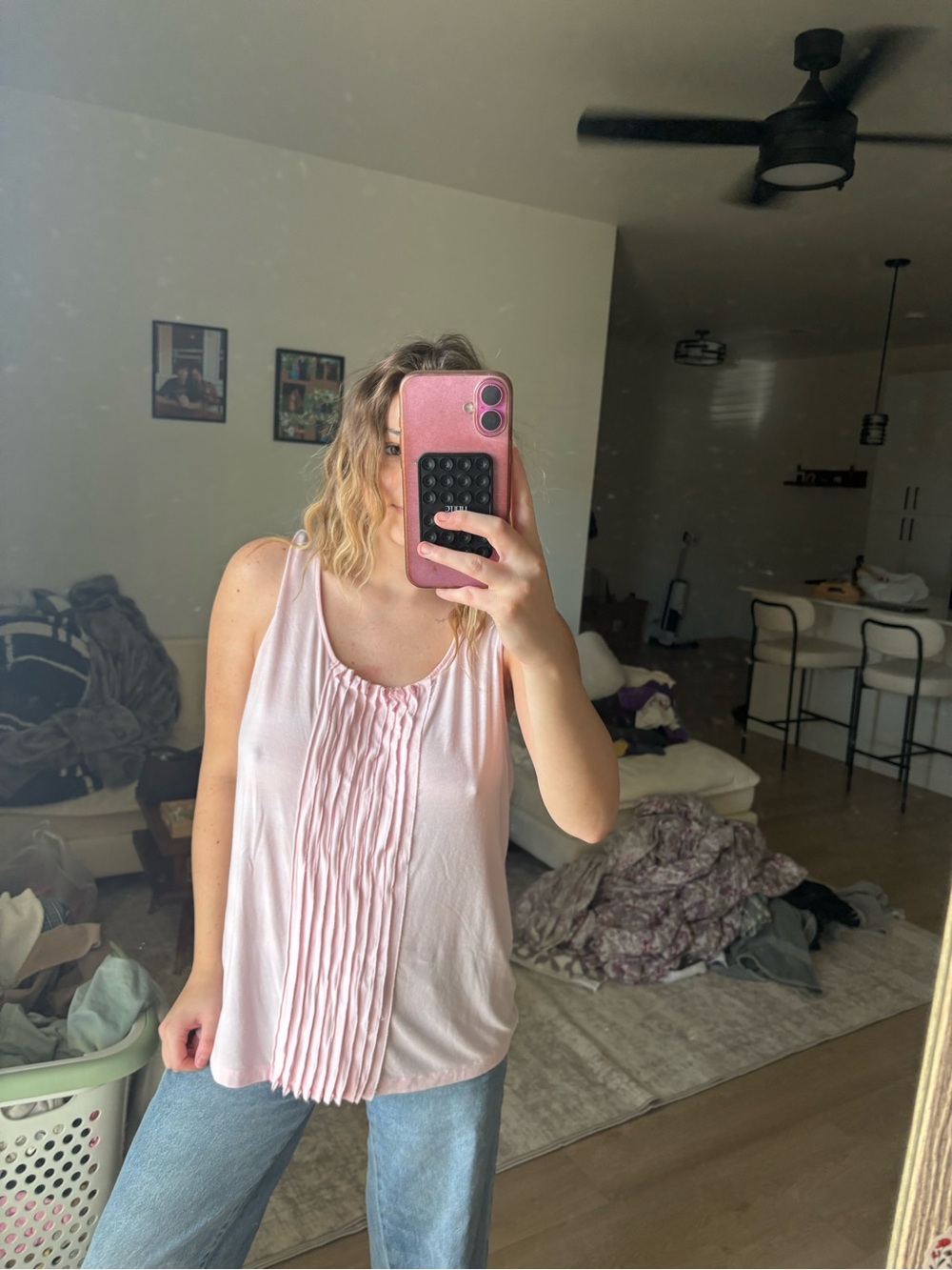 Chico's Pale Pink Pleated Front Camisole